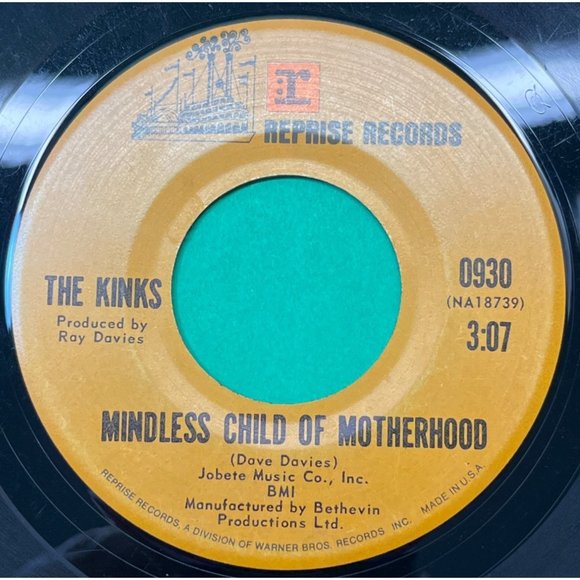 The Kinks Lola / Mindless Child of Motherhood 45 Rock Reprise 0930 - Picture 2 of 4